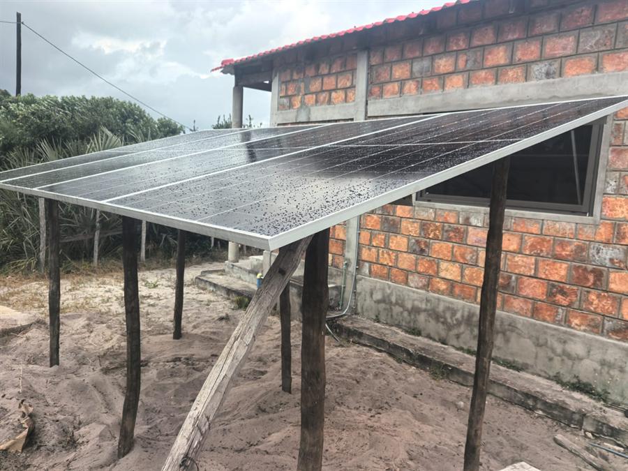 Solar panels powering the facility